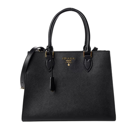 Prada Saffiano Metal Top Handle Black 1 of 9