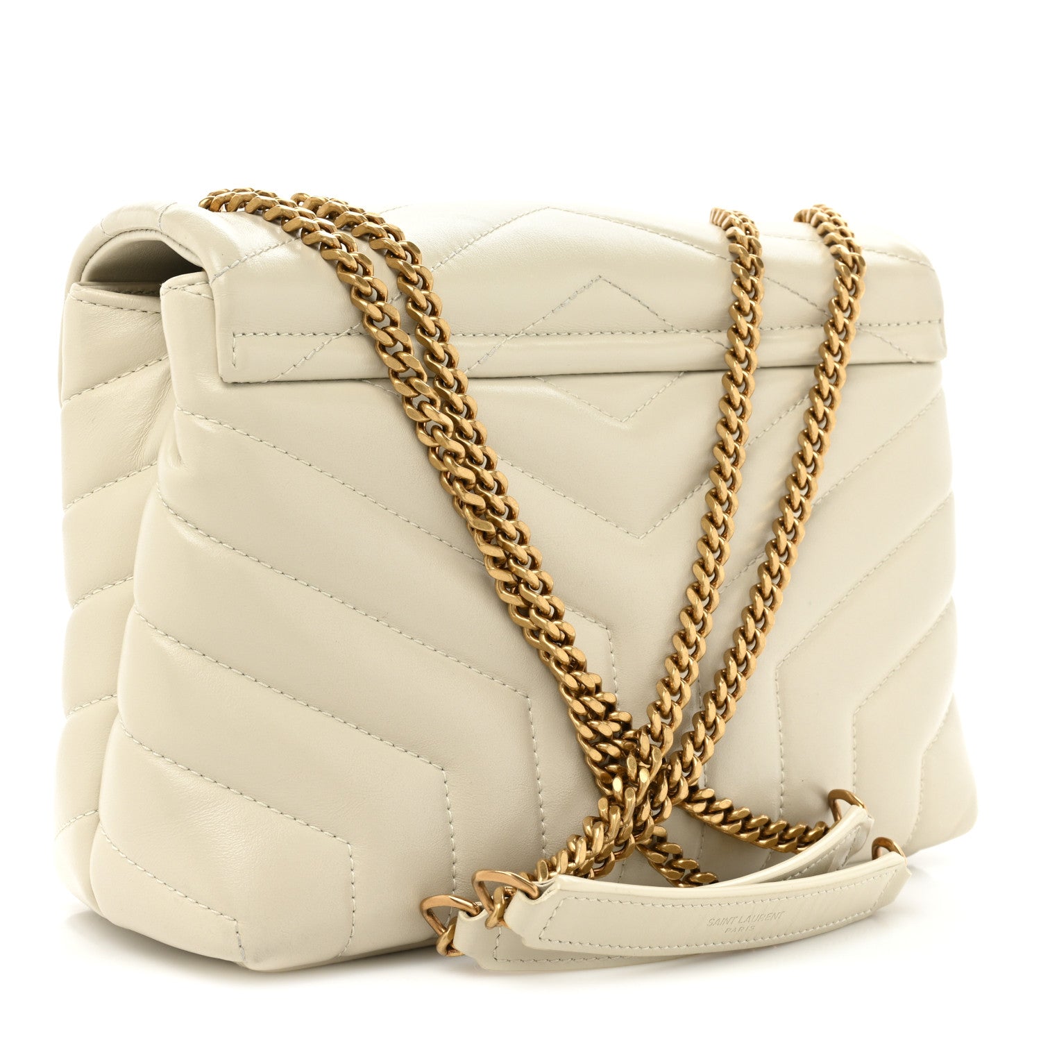 Saint Laurent Calfskin Y Quilted Monogram Small Loulou Chain Satchel Blanc Vintage 3 of 17