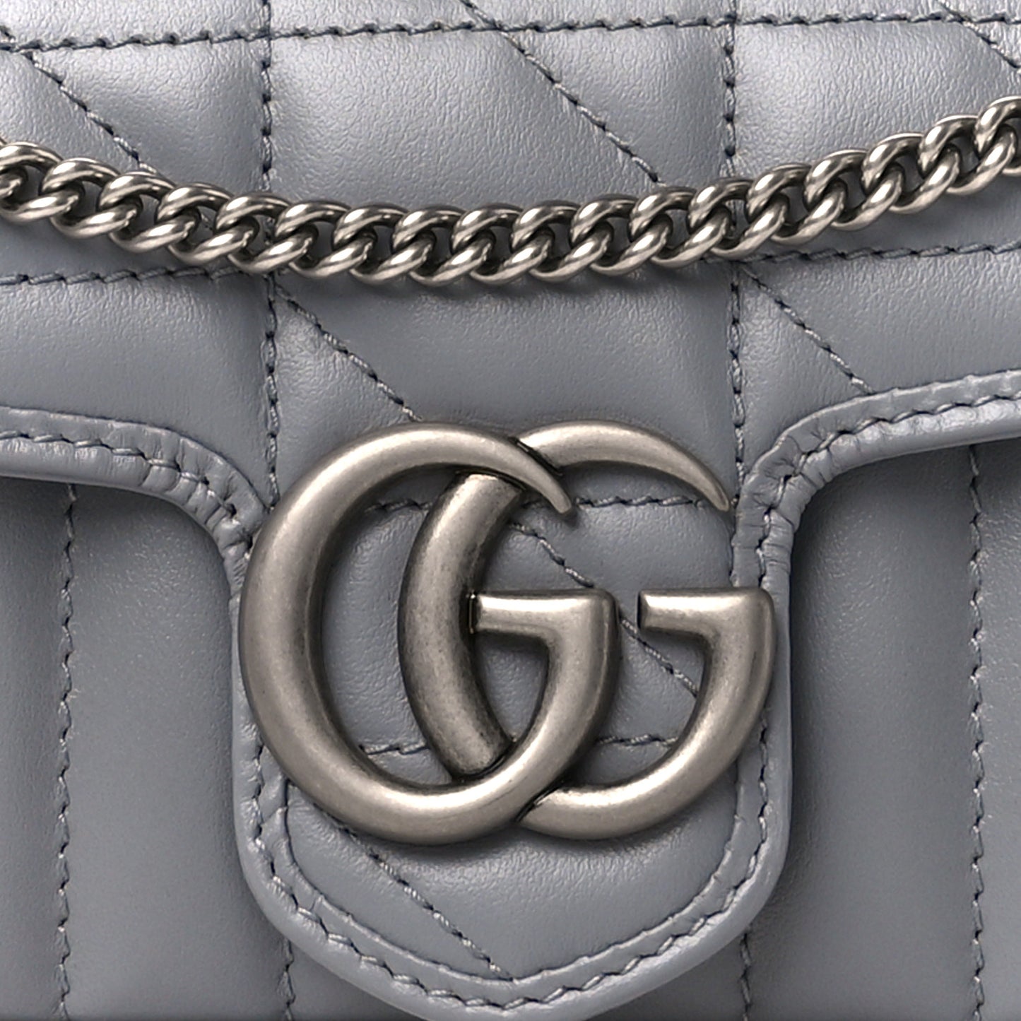 Calfskin Matelasse Aria Super Mini GG Marmont Shoulder Bag Deep Grey