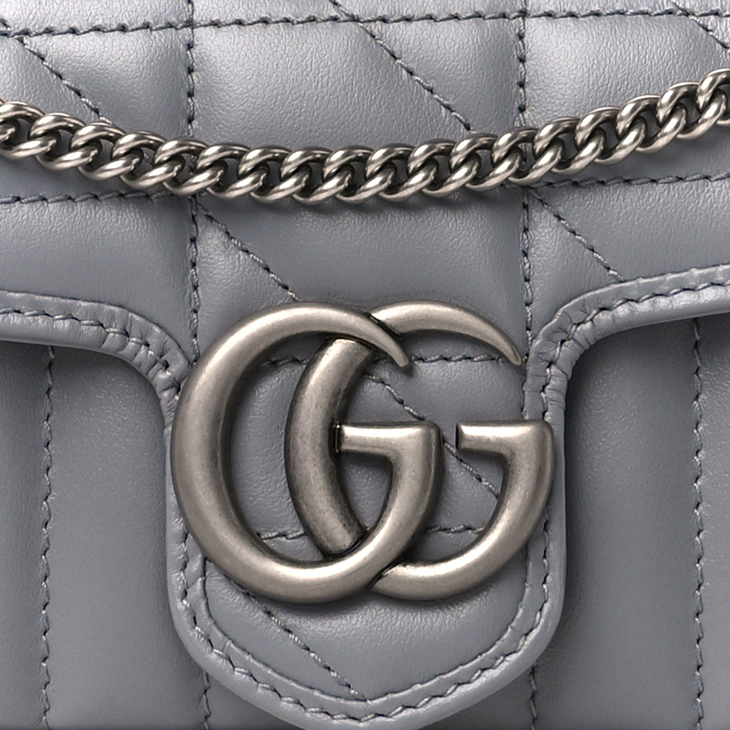 Gucci Calfskin Matelasse Aria Super Mini GG Marmont Shoulder Bag Deep Grey 8 of 10