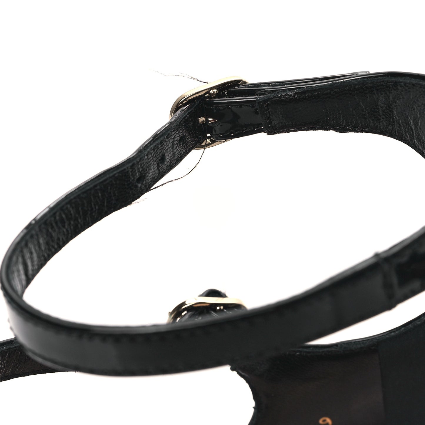 Patent Calfskin Aime Ankle Sandals 39 Black