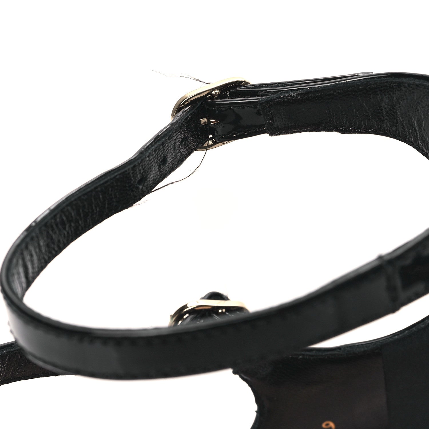 Christian Dior Patent Calfskin Aime Ankle Sandals 39 Black 9 of 12