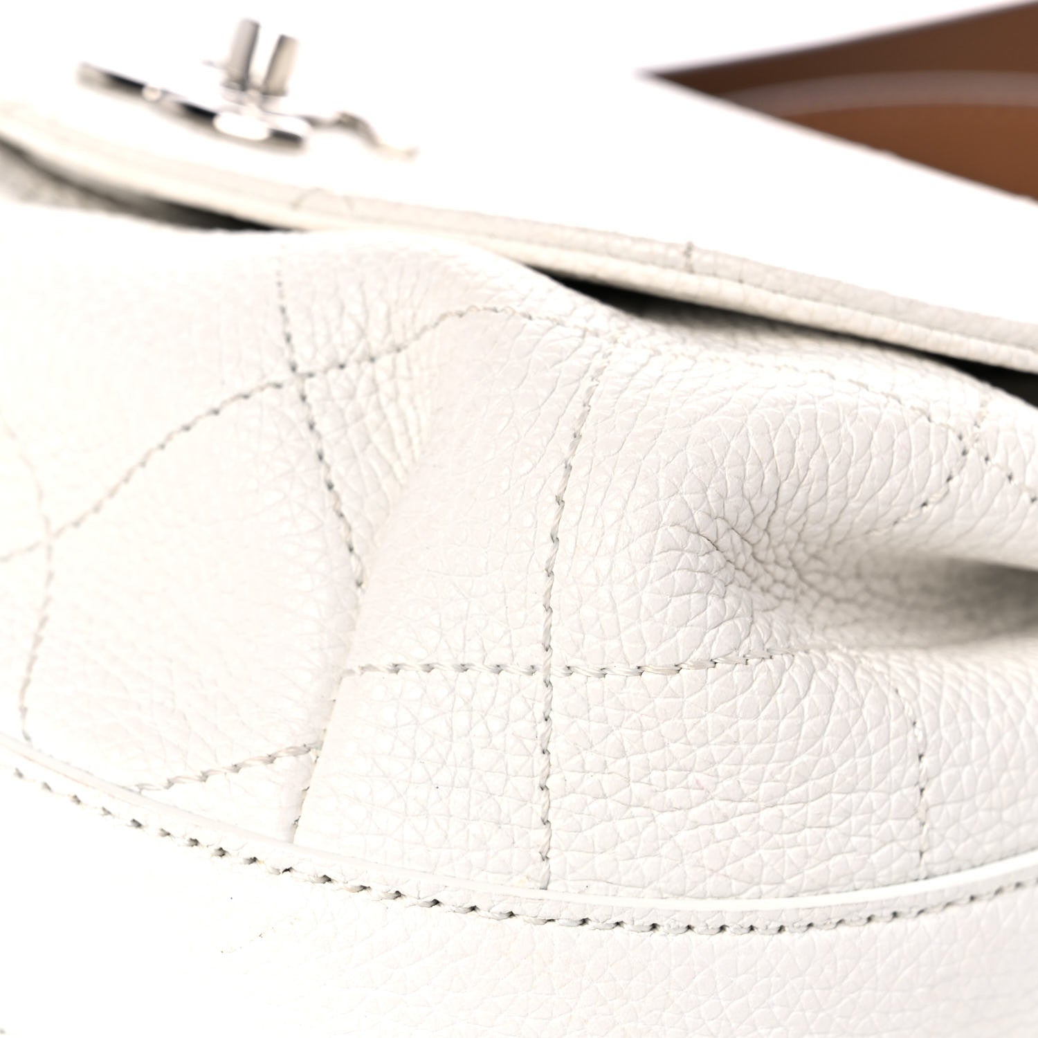 Chanel Calfskin Stitched Flap Bag White 8 of 15