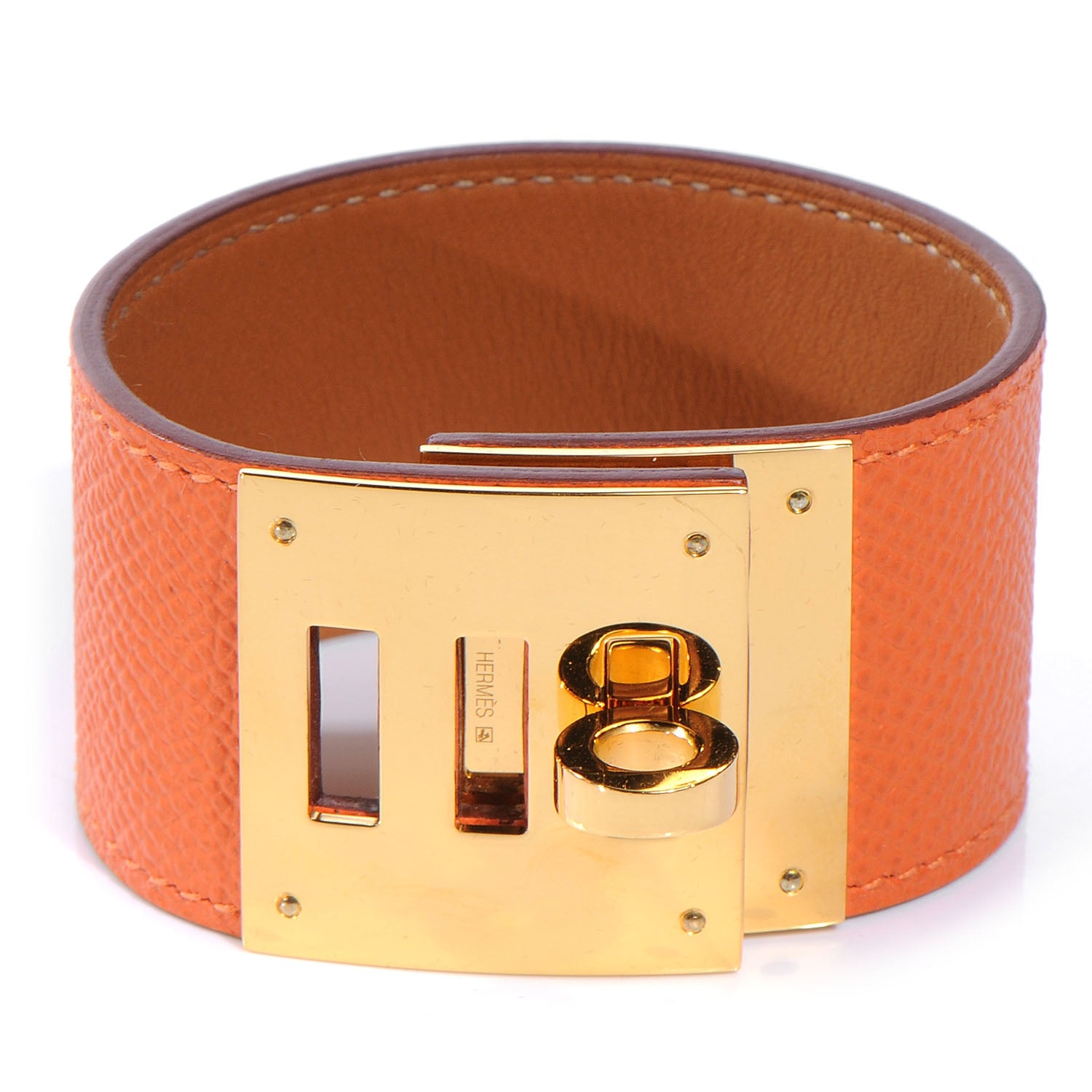 Hermes Veau Epsom Kelly Dog Bracelet Orange 1 of 7