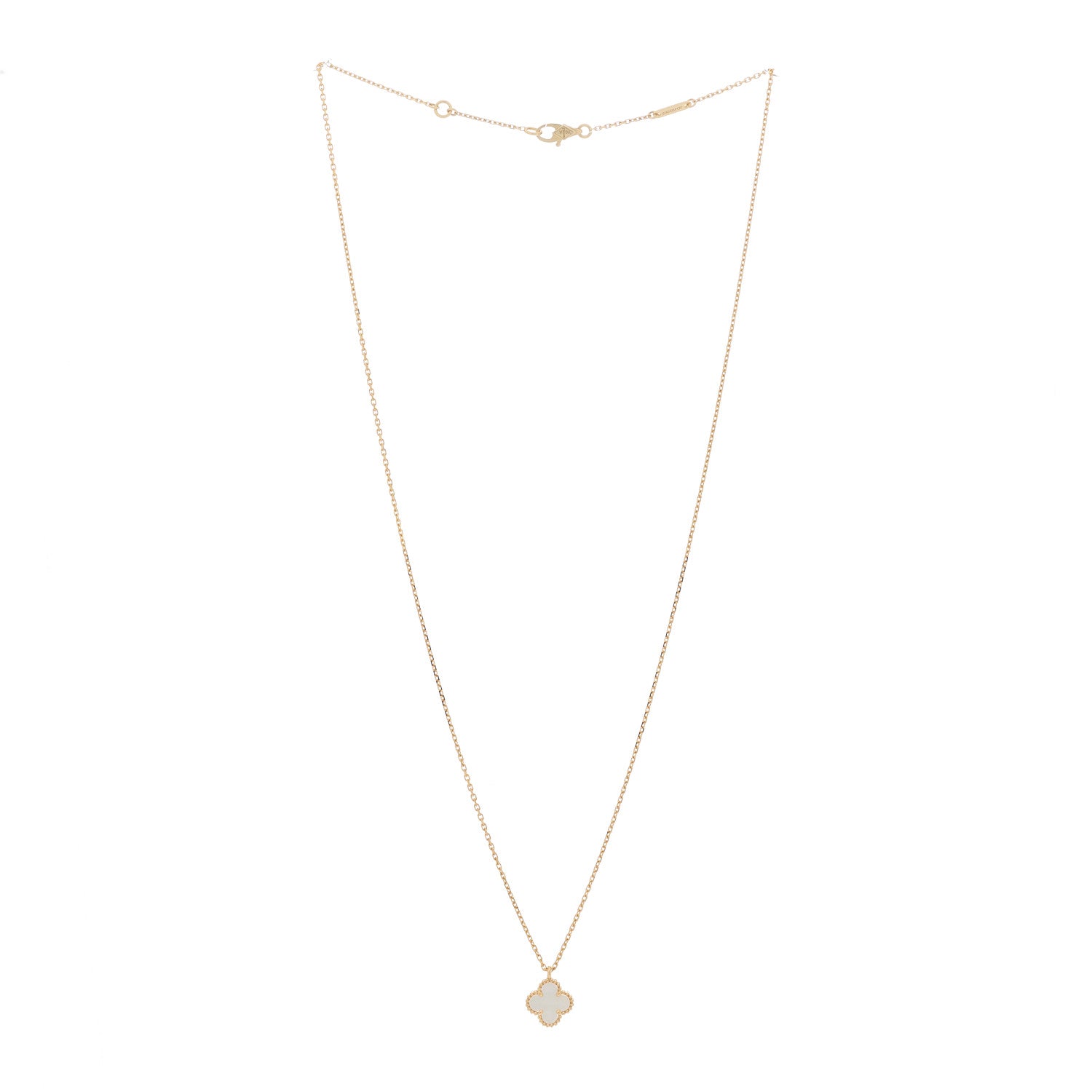 Van Cleef & Arpels 18K Yellow Gold Mother of Pearl Sweet Alhambra Pendant Necklace 2 of 5