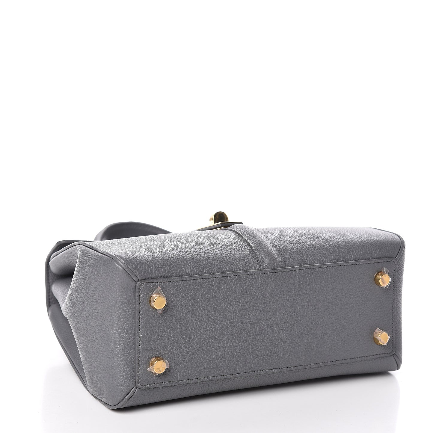 Grained Calfskin Small 16 Top Handle Bag Medium Grey