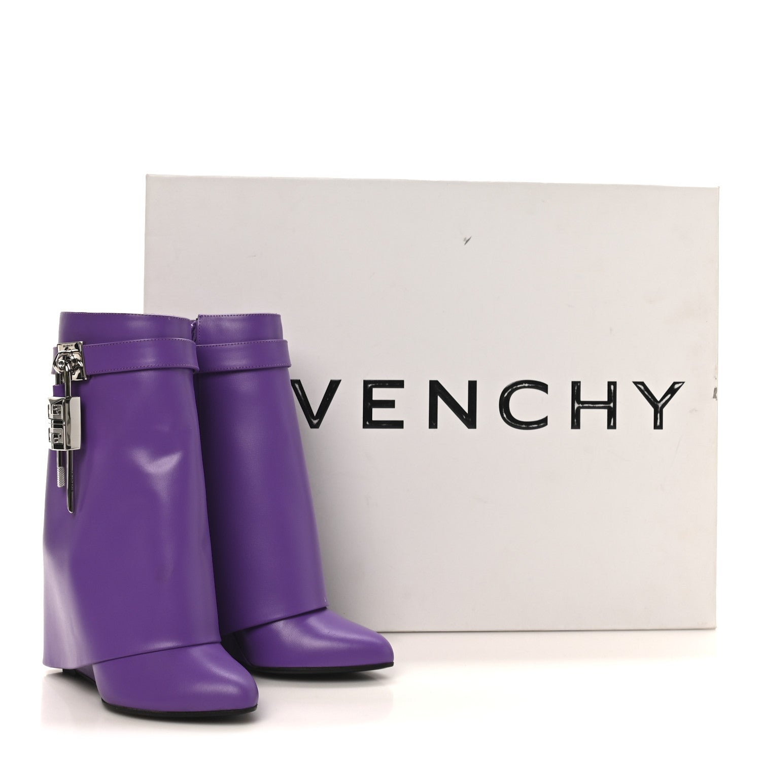 Givenchy Calfskin Shark Lock Ankle Boots 35 Ultraviolet 10 of 10