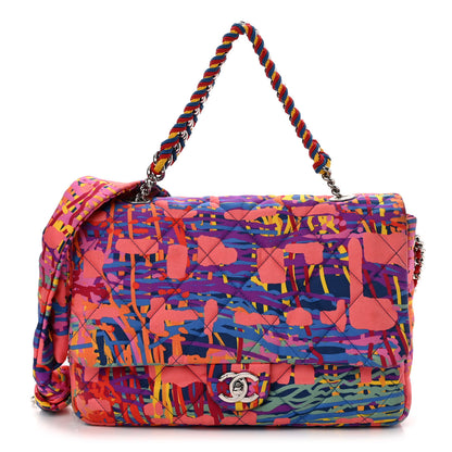 Chanel Foulard Fabric Quilted Printed Flap Pink 1 of 10