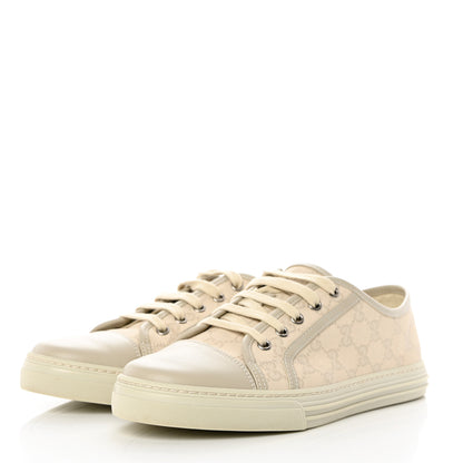 Gucci Washed Cotton GG Monogram Calfskin Womens Low Top Sneakers 40 White Mystic White Great White 5 of 18