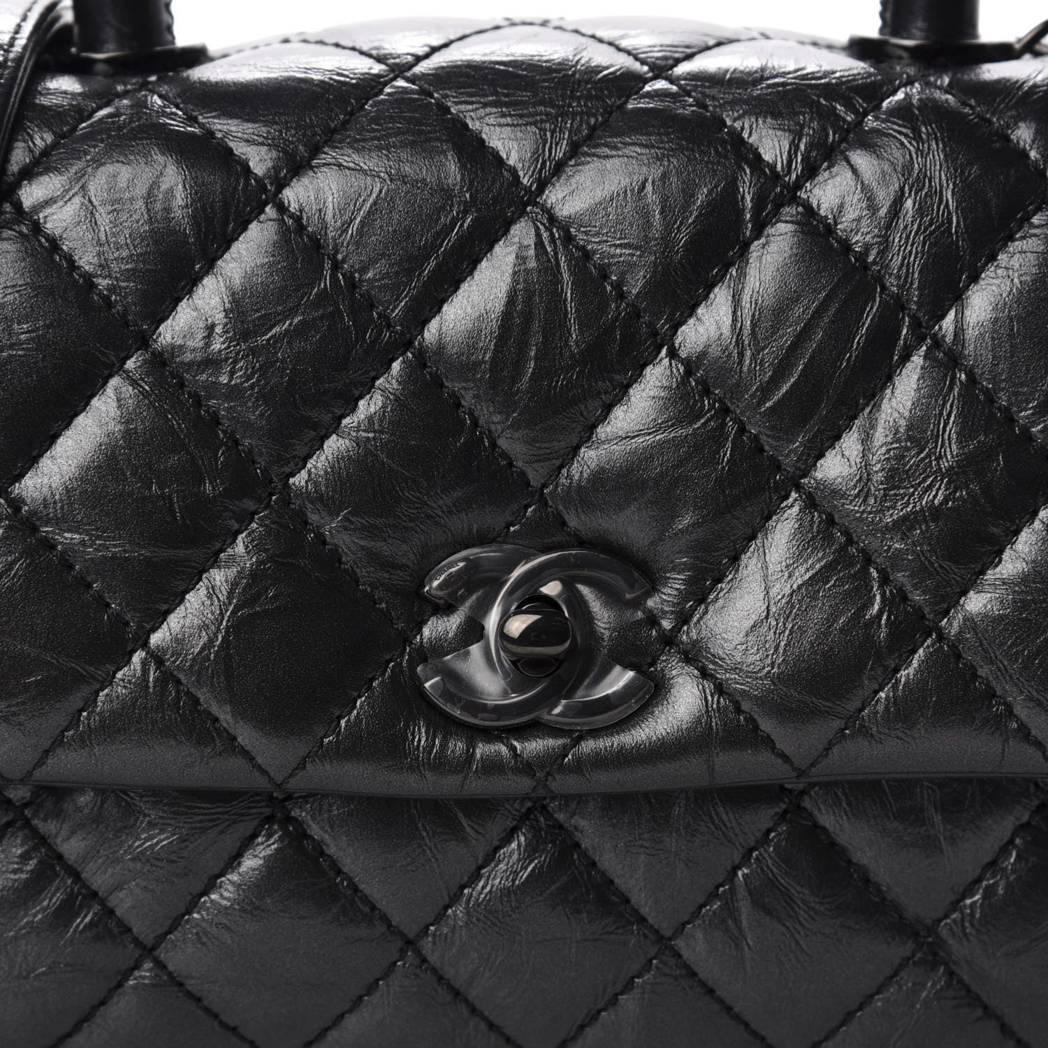 Chanel Aged Calfskin Quilted Mini Coco Handle Flap So Black 11 of 12