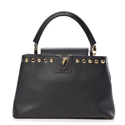 Louis Vuitton Taurillon Studded Capucines PM Black 2 of 10