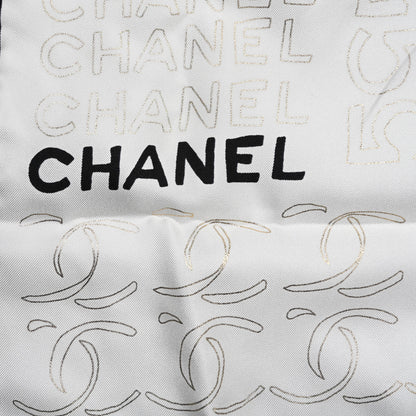 Chanel Silk CC Logo Charms Scarf White Gold Black 4 of 4
