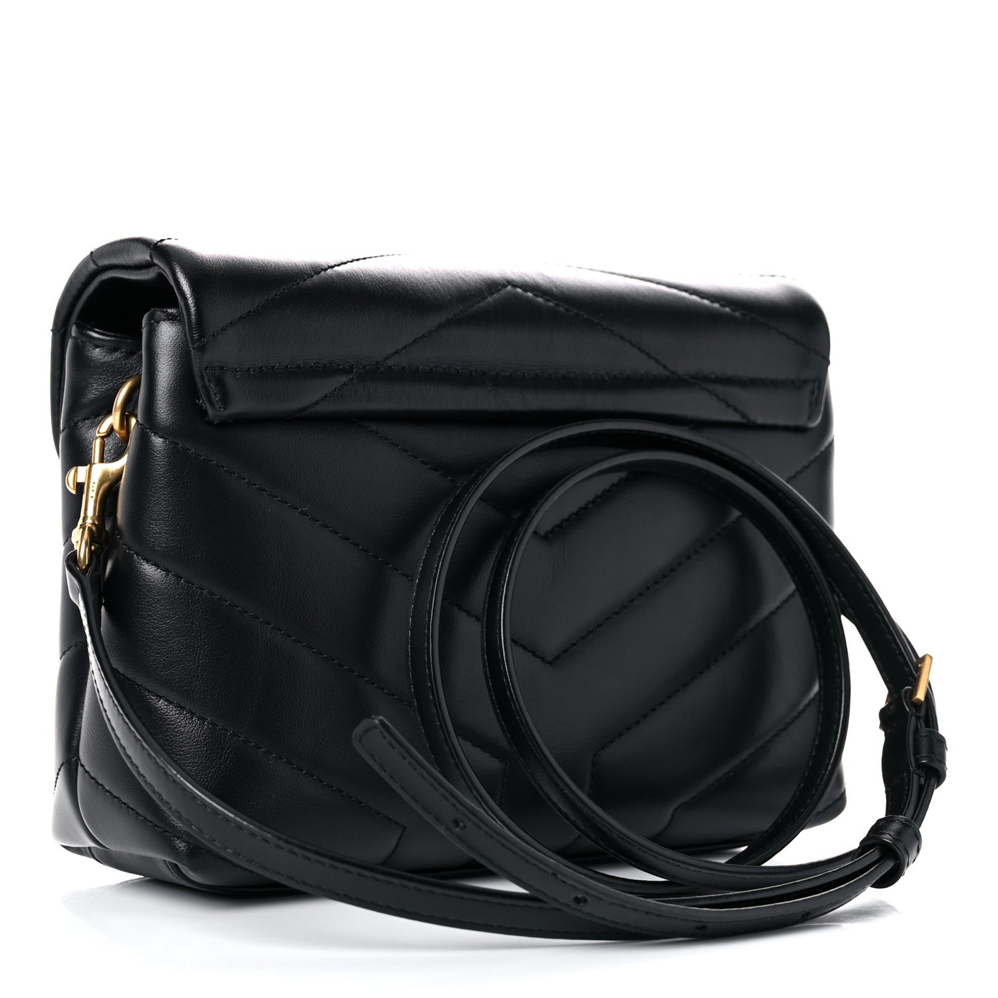 Calfskin Y Quilted Monogram Toy Loulou Crossbody Bag Black