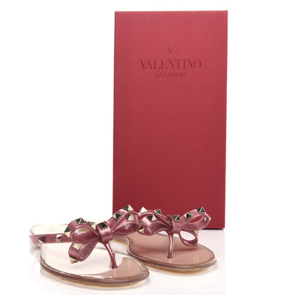 Valentino Garavani PVC Jelly Glitter Rockstud Bow Thong Sandals 40 Pink 10 of 10