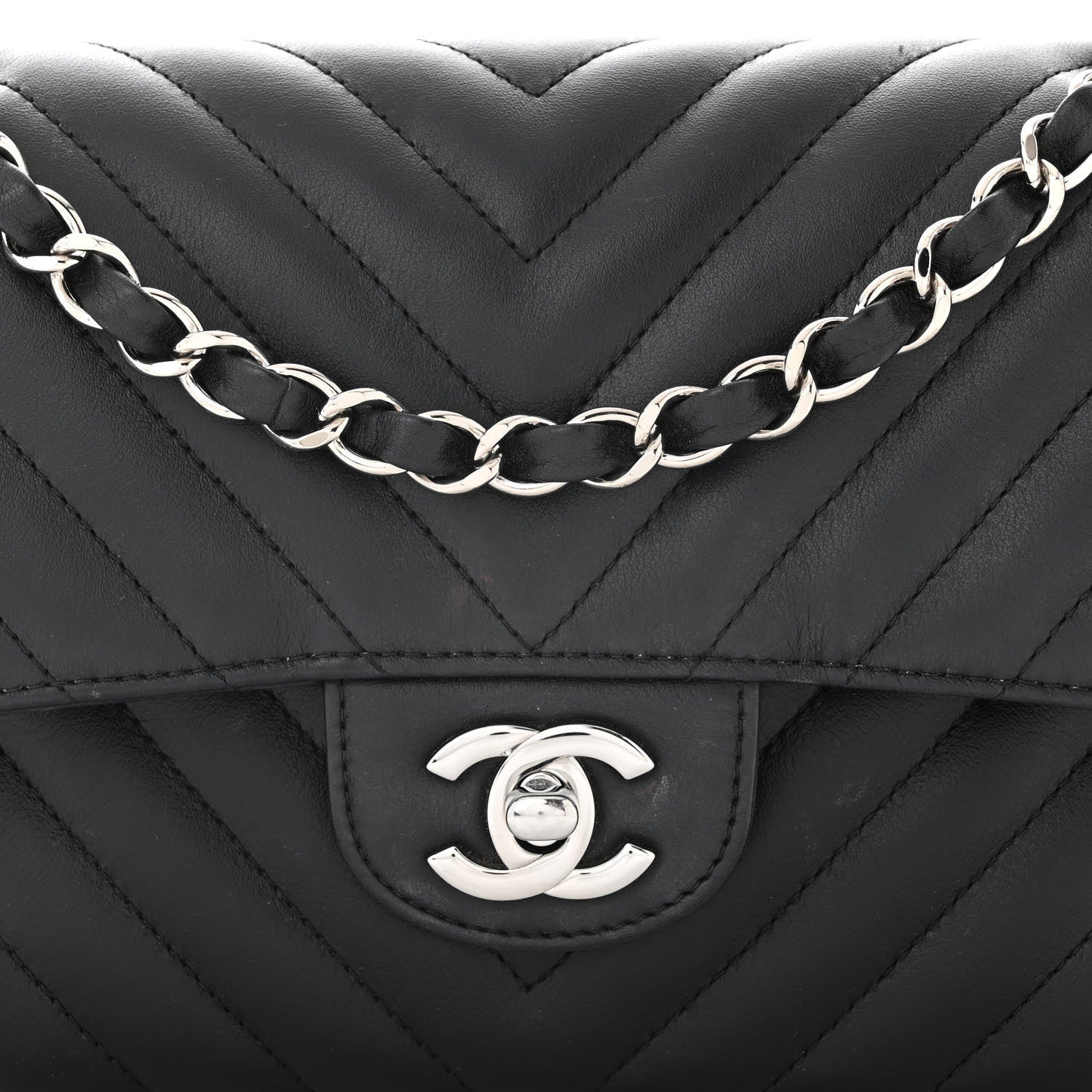 Chanel Calfskin Chevron Quilted Small Double Flap Black 8 of 11