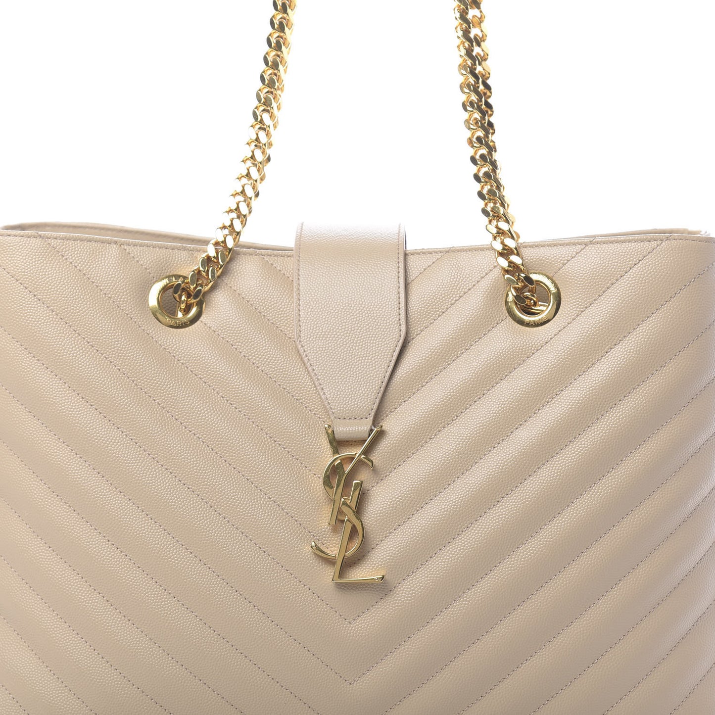 Grain De Poudre Matelasse Chevron Monogram Shopping Bag Nude Powder