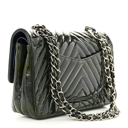 Chanel Patent Chevron Quilted Medium Double Flap Navy 3 of 10
