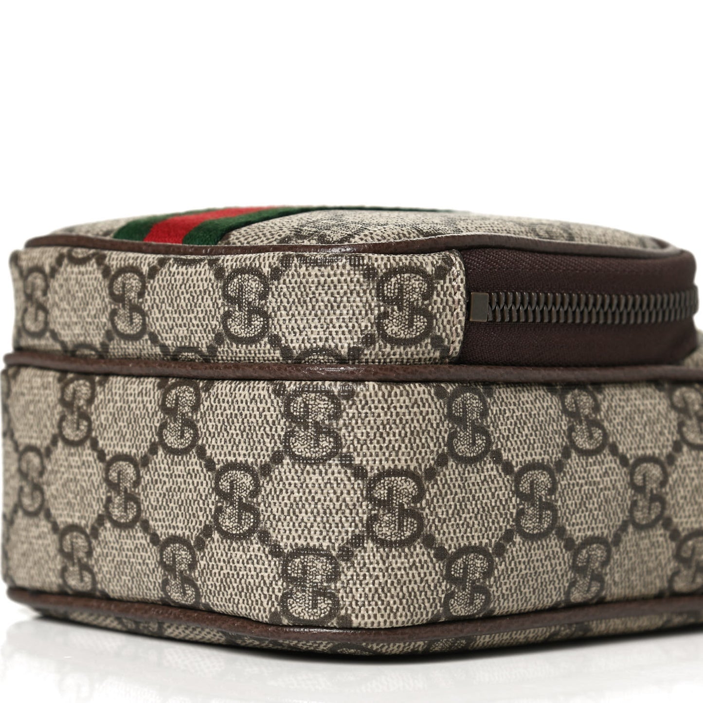GG Supreme Monogram Web Mini Ophidia Double Zip Messenger Bag Beige New Acero