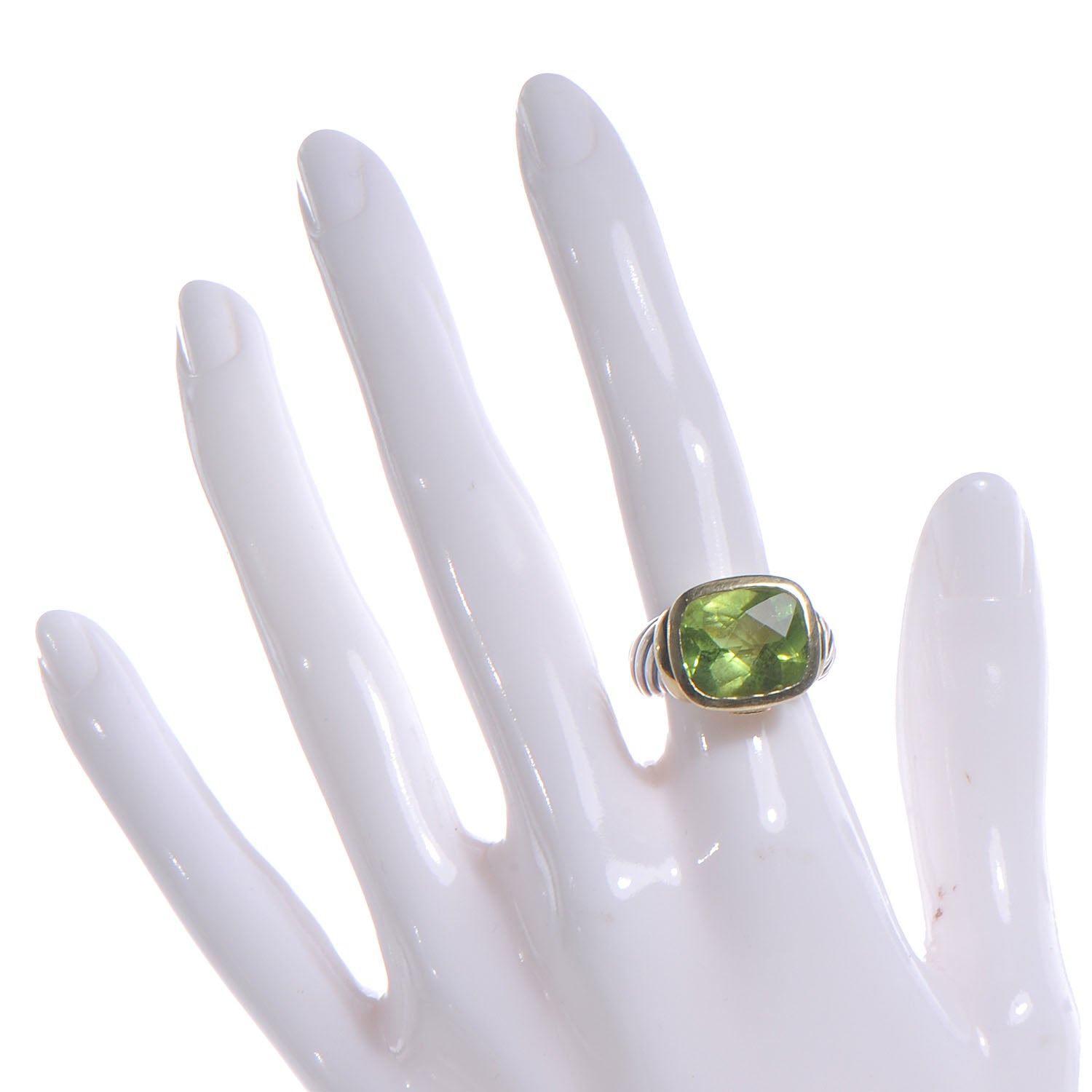 David Yurman Sterling Silver and 14k Yellow Gold Peridot Ring 6.5 2 of 7