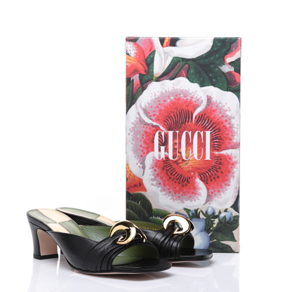 Gucci Malaga Kid Half Moon GG Square Toe Slide Sandals 38.5 Black 10 of 10