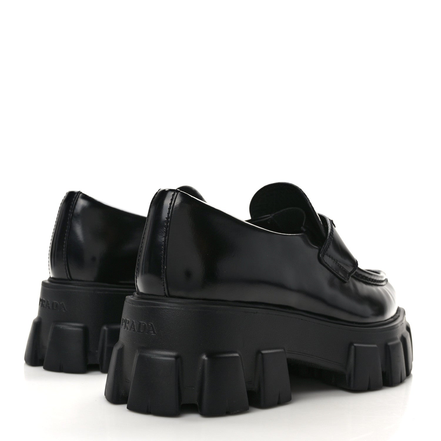 Prada Spazzolato Triangle Logo Monolith Pointy 55mm Loafers 38 Black 4 of 9