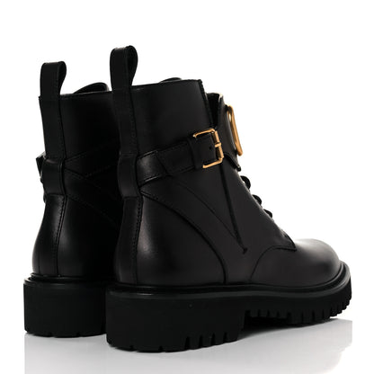 Valentino Garavani Calfskin Womens VLOGO 35mm Combat Boots 37.5 Black 4 of 8