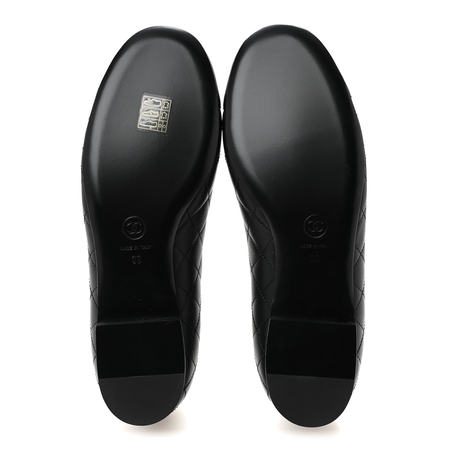 Chanel Calfskin Lambskin Quilted CC Cap Toe Ballerina Flats 37 Black 6 of 10