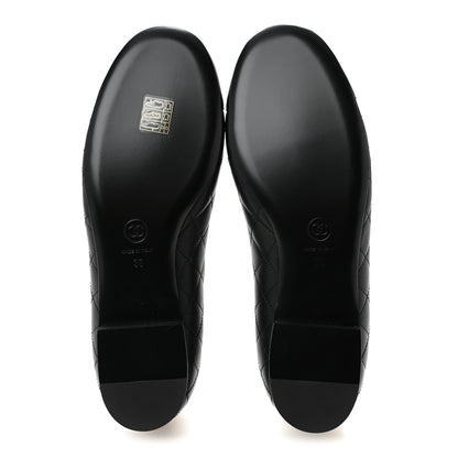 Chanel Calfskin Lambskin Quilted CC Cap Toe Ballerina Flats 37 Black 6 of 10