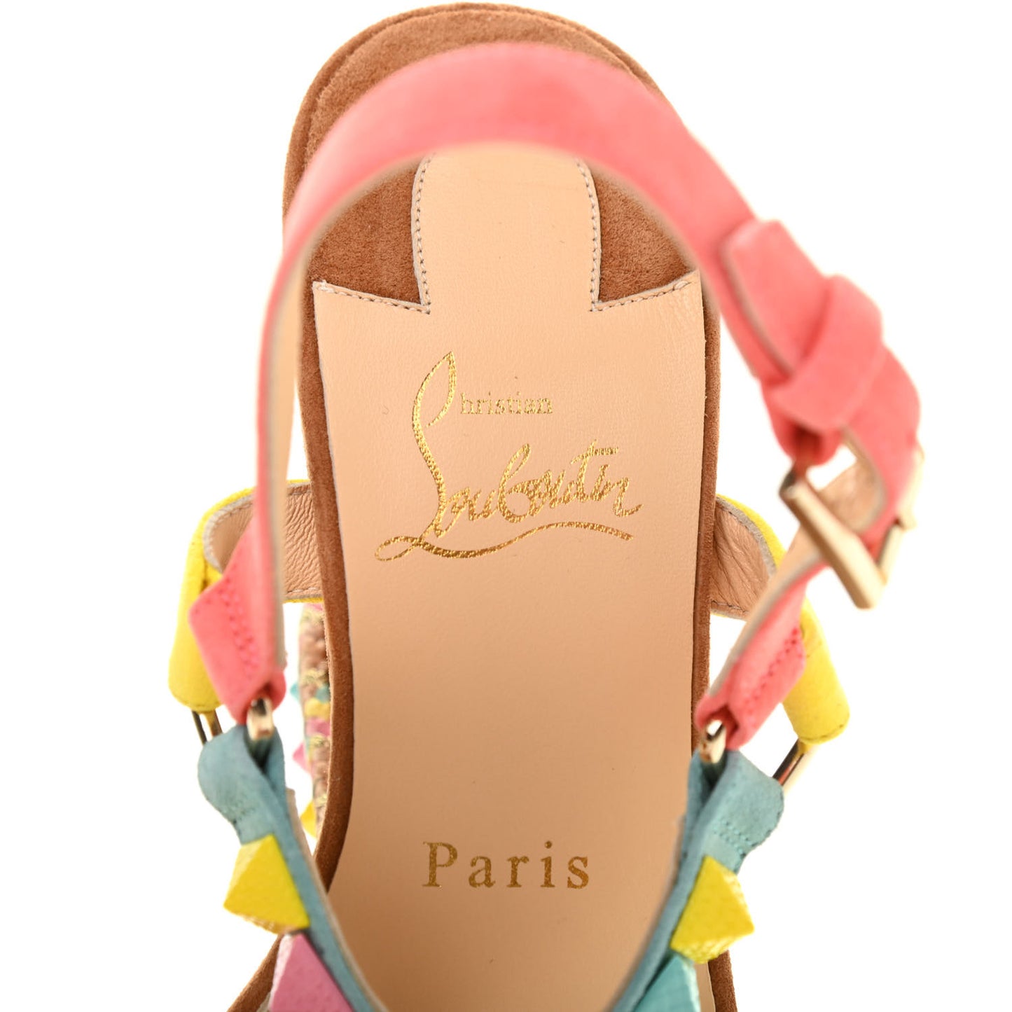Veau Velours Pyraclou 110 Wedge Sandals 38 Biscotto
