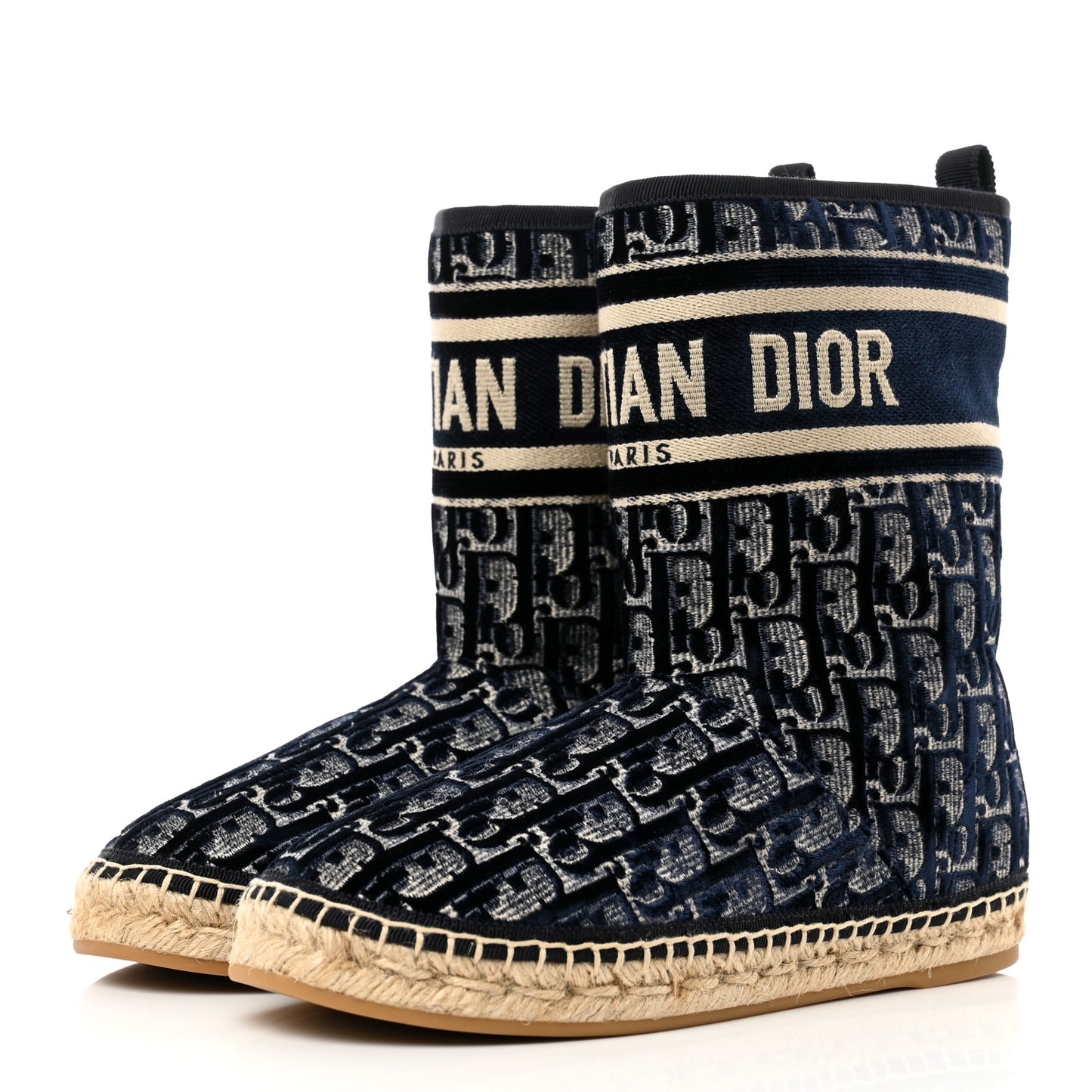 Velvet Oblique Granville Espadrille Boots 36.5 Deep Blue