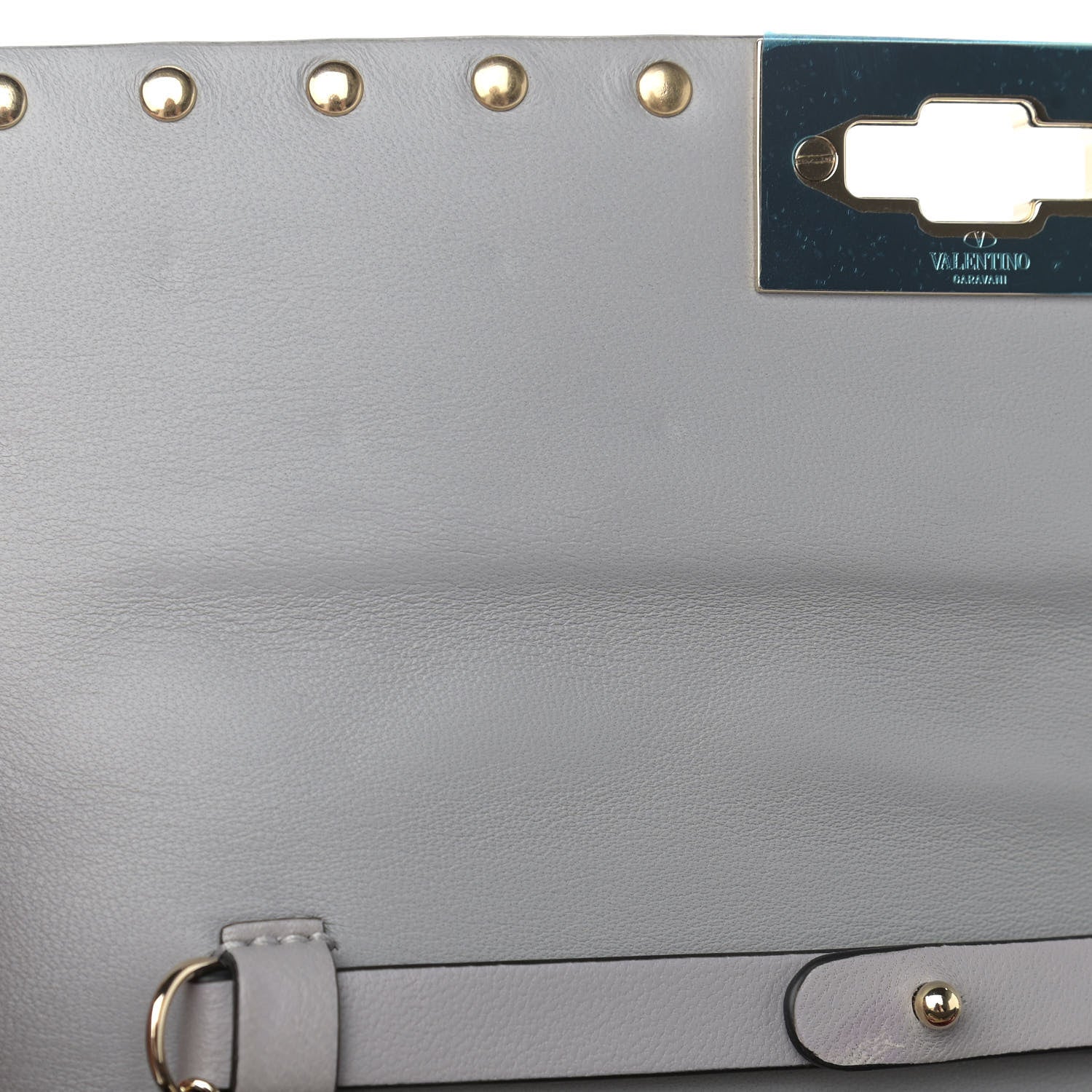 Valentino Garavani Nappa Rockstud Spike Wallet on Chain Pastel Grey 10 of 10