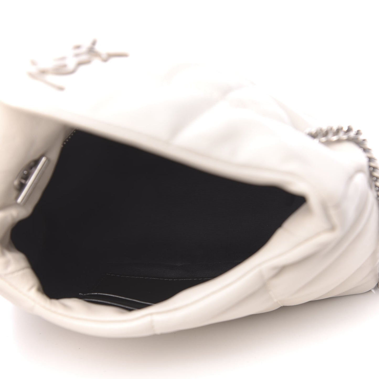 Lambskin Quilted Toy Loulou Puffer Monogram Chain Satchel Crema Soft