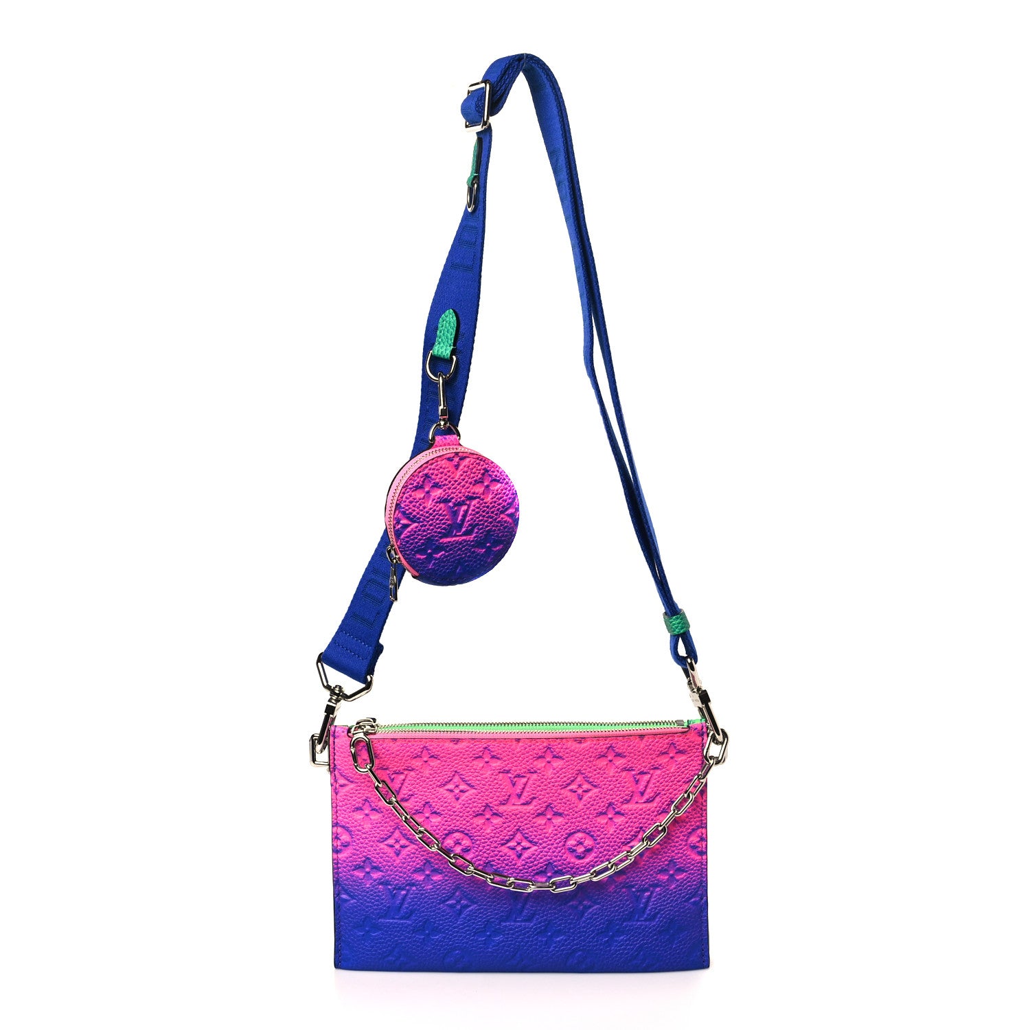 Louis Vuitton Taurillon Illusion Trio Pouch Bleu Rose 1 of 9