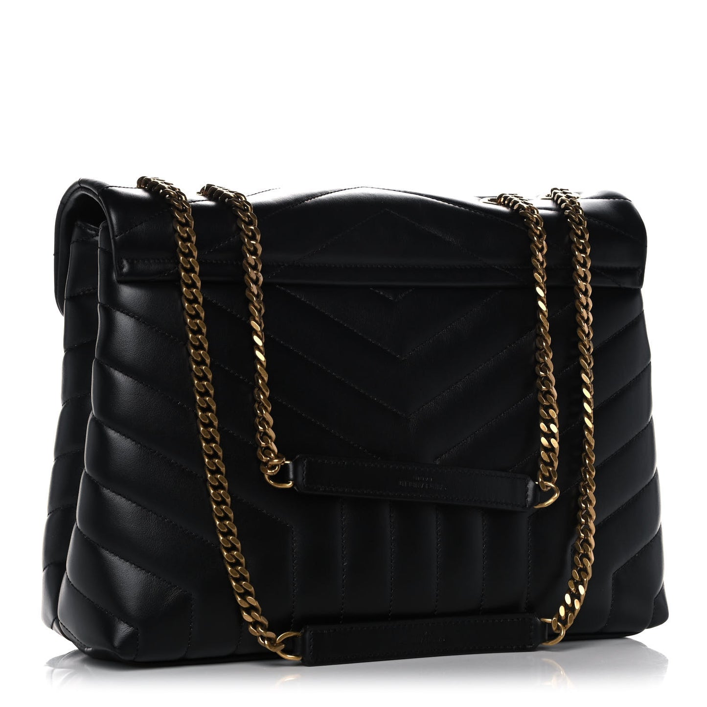 Calfskin Y Quilted Monogram Medium Loulou Chain Satchel Black