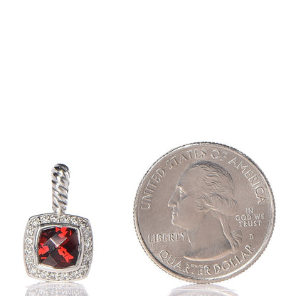 David Yurman Sterling Silver Pyrope Garnet Diamond 11mm Petite Albion Pendant Enhancer 3 of 3