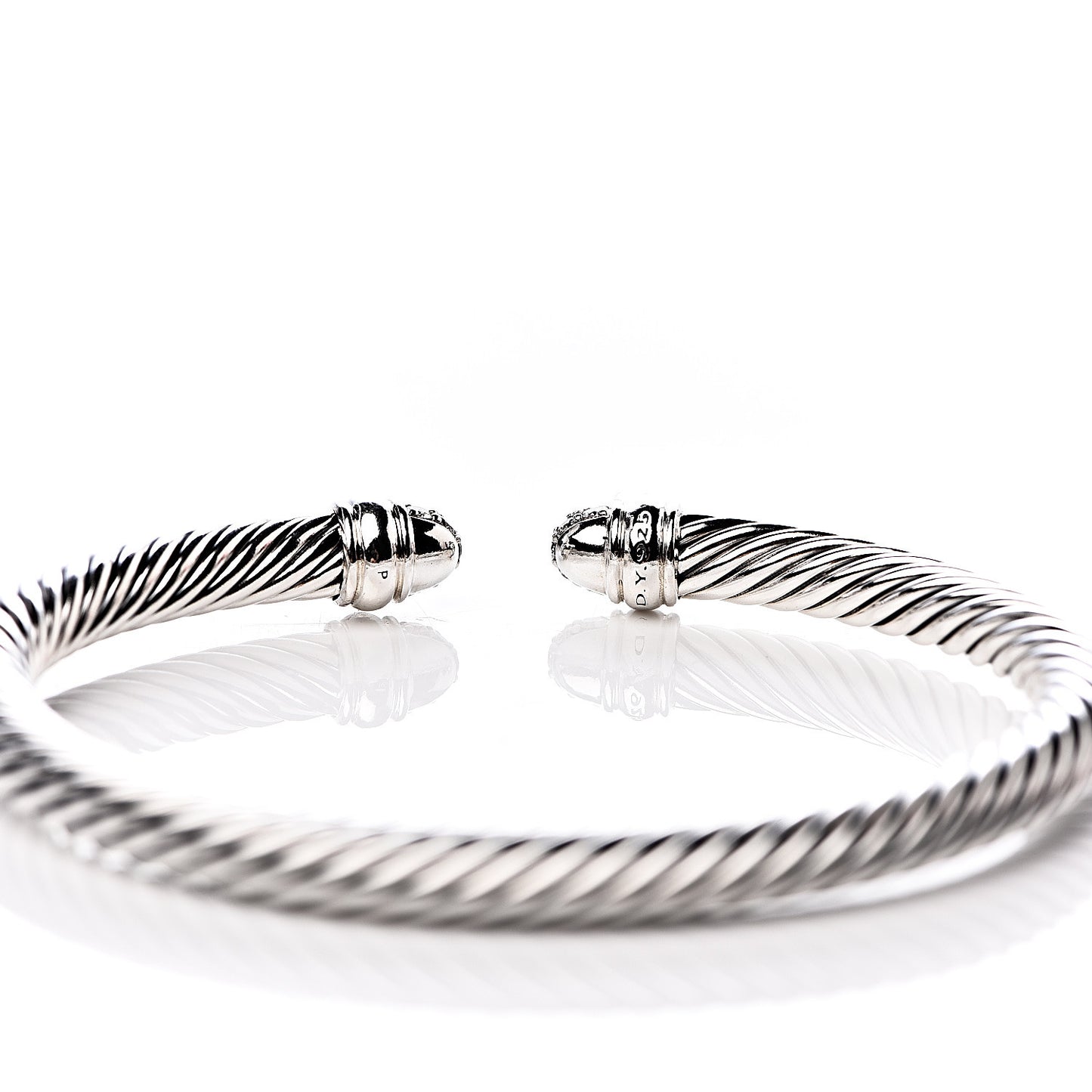 Sterling Silver Pave Diamond 5mm Cable Classics Bracelet