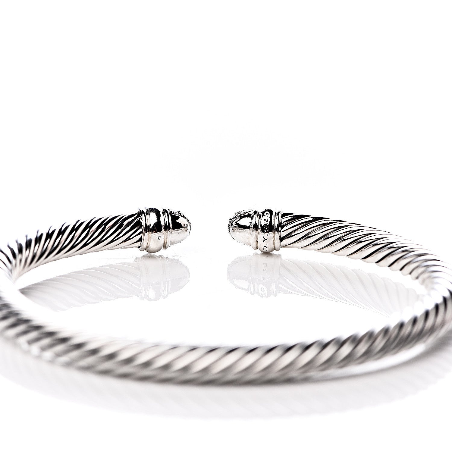 David Yurman Sterling Silver Pave Diamond 5mm Cable Classics Bracelet 4 of 4