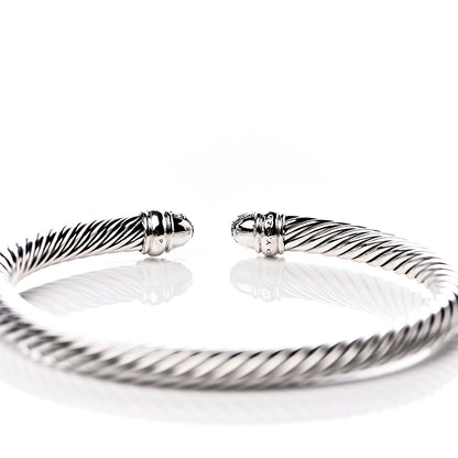 David Yurman Sterling Silver Pave Diamond 5mm Cable Classics Bracelet 4 of 4