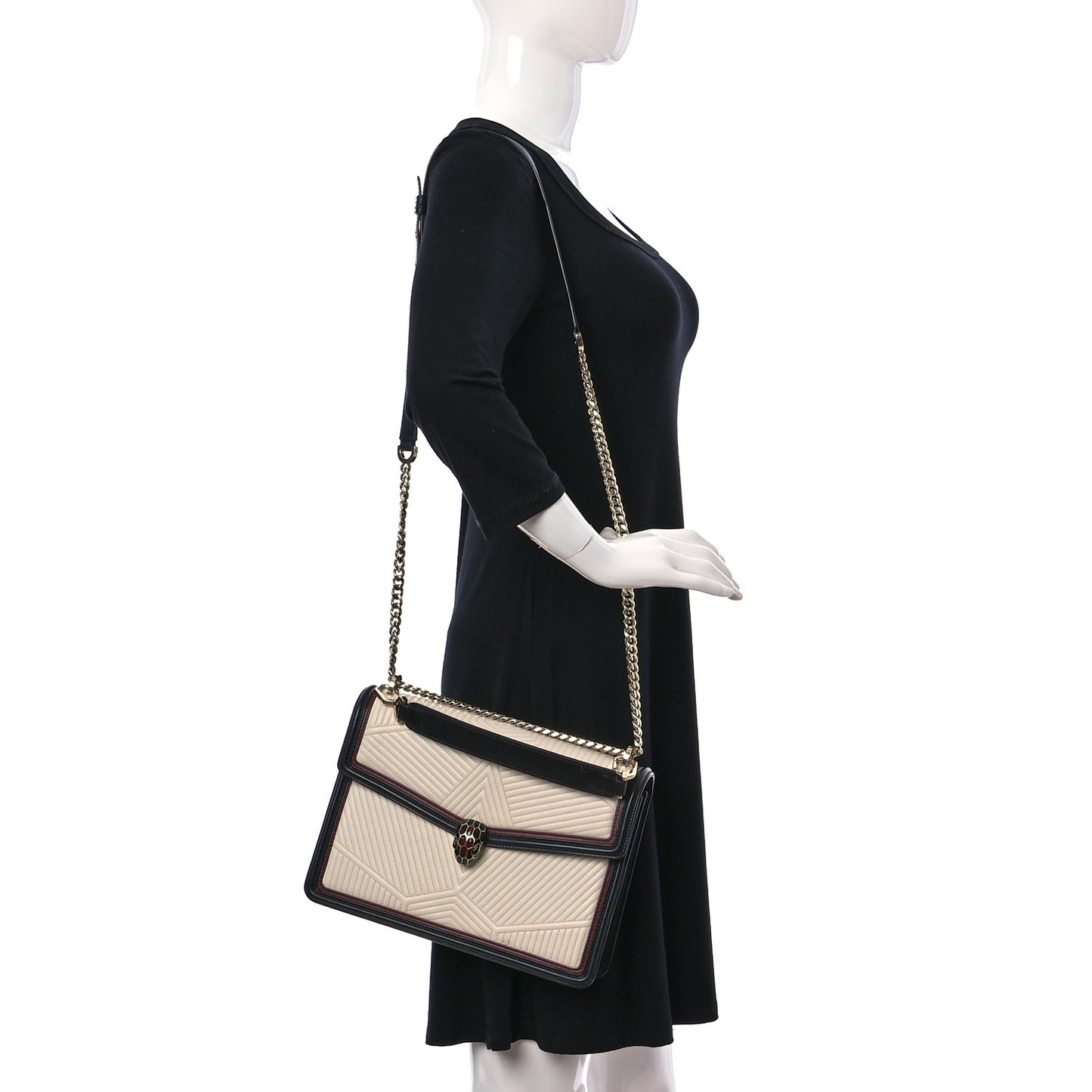 Quilted Nappa Smooth Calfskin Serpenti Forever Diamond Blast Ivory