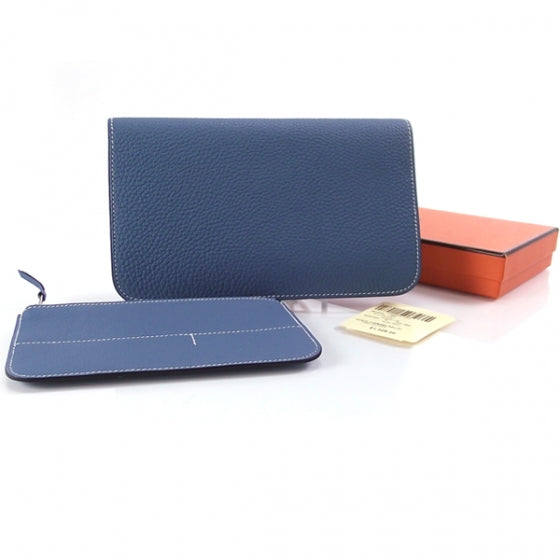 Hermes Togo Dogon Compact Wallet Blue Jean 2 of 8