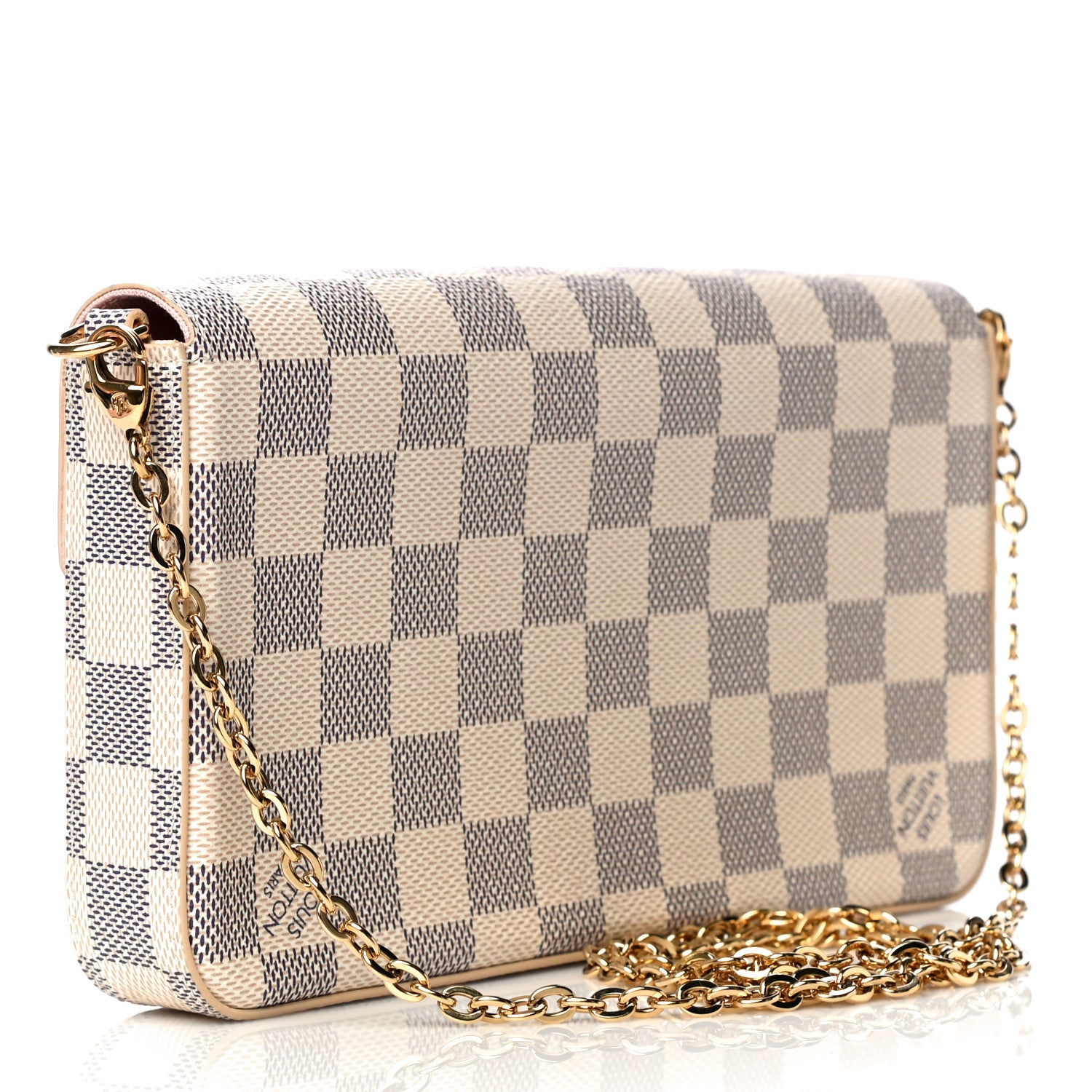Louis Vuitton Damier Azur Pochette Felicie Chain Wallet Rose Ballerine 4 of 14