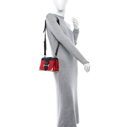 Prada City Calf Saffiano Cahier Bag Rosso Mordore Black 2 of 11