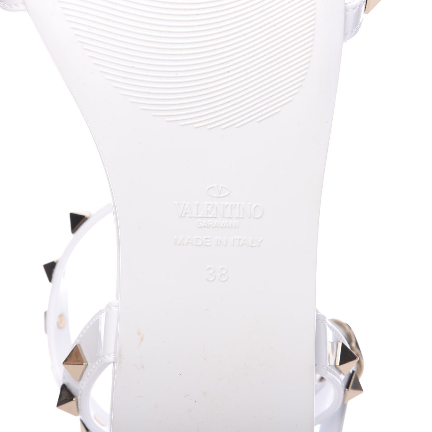PVC Jelly Rockstud Caged Sandals 38 Optic White