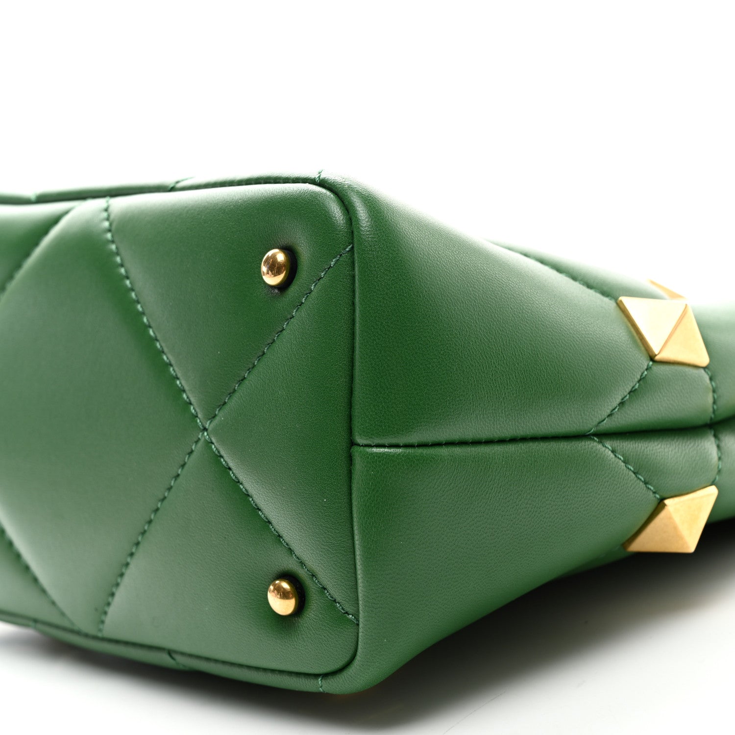 Valentino Garavani Nappa Small Roman Stud The Handle Bag Gea Green