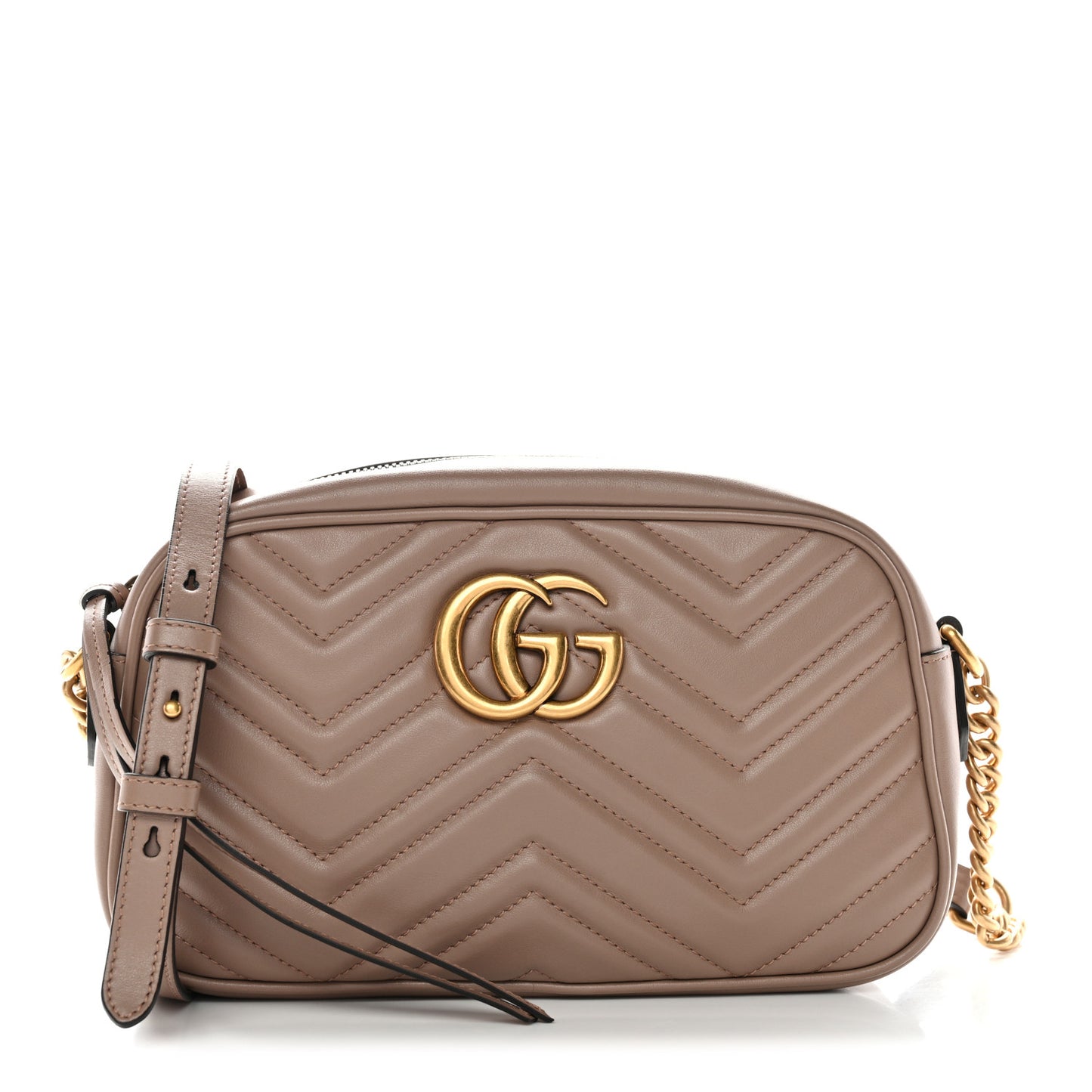 Calfskin Matelasse Small GG Marmont Chain Shoulder Bag Porcelain Rose