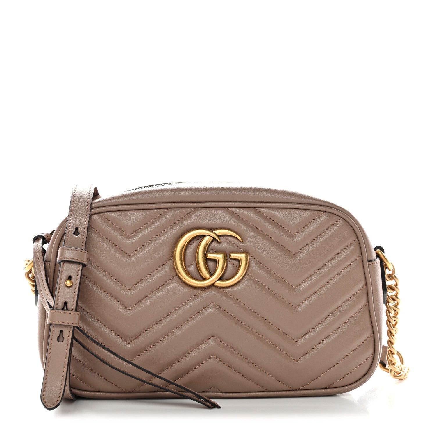 Gucci Calfskin Matelasse Small GG Marmont Chain Shoulder Bag Porcelain Rose 1 of 11