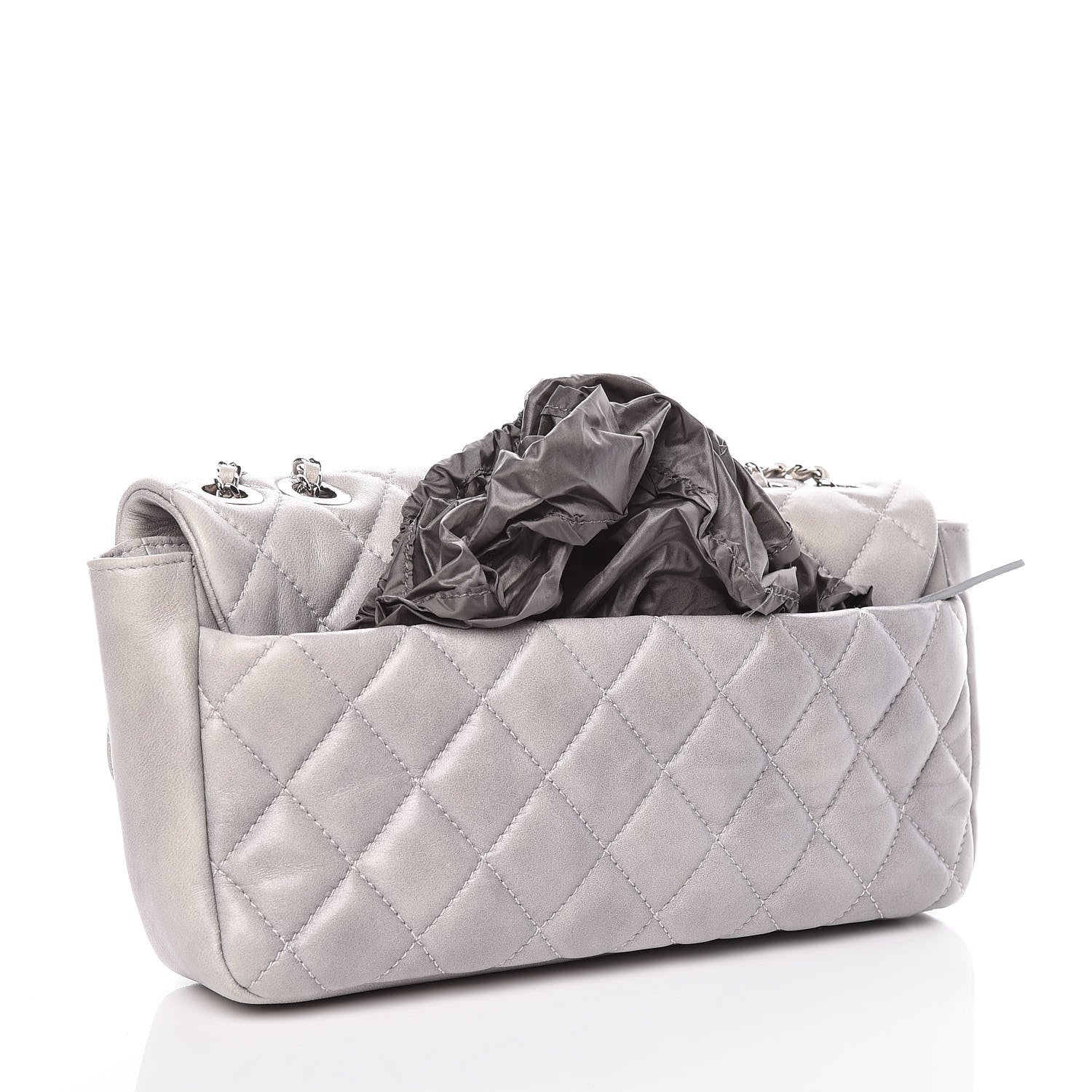 Chanel Rubber Quilted Lambskin Medium Coco Rain Flap Grey 10 of 14