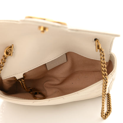 Gucci Calfskin Matelasse Super Mini GG Marmont Shoulder Bag White 5 of 10