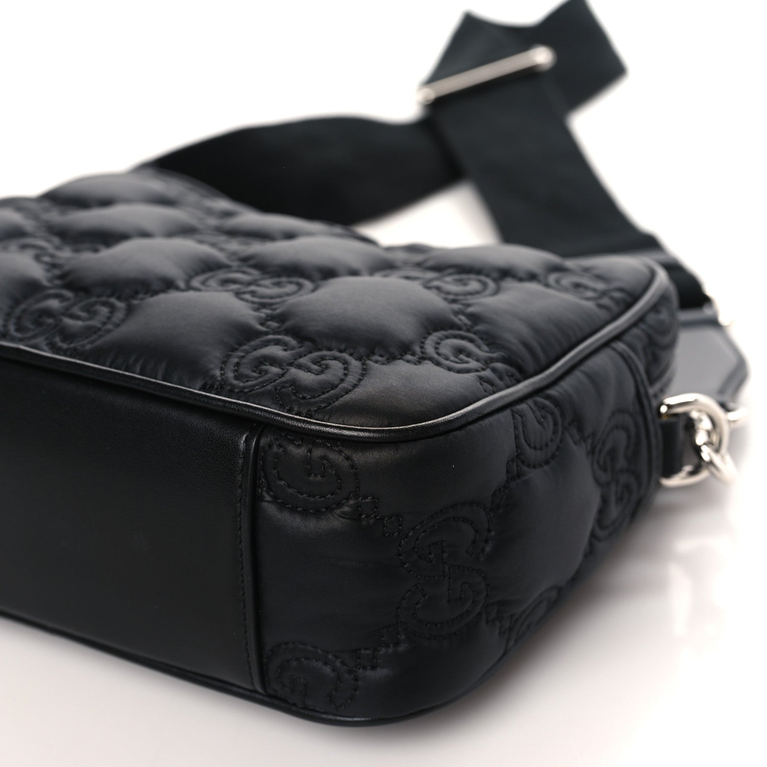 Gucci Nylon Calfskin Enamel GG Matelasse Shoulder Bag Black 9 of 9