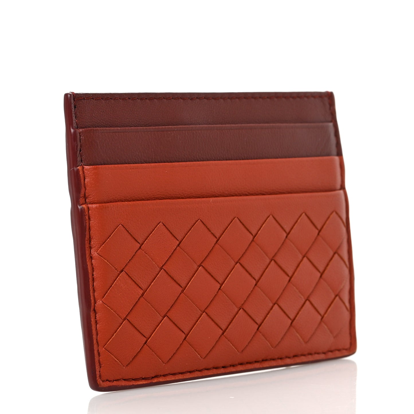 Nappa Intrecciato Card Holder Orange Red